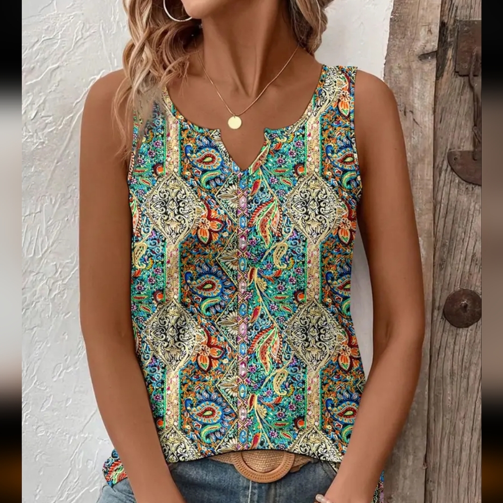 Colorful Paisley Print Women's Top